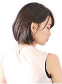 ひし形Aラインボブ/黒髪アッシュ/前下りボブ/30代40代