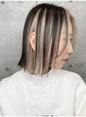 【デザインカラー】綺麗な外ハネボブ×高めインナーカラー◎