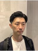 かき上げツーブロックパーマビジネスショート