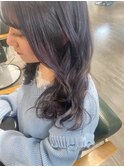 大人かわいい/レイヤーロング/グレーベージュ/前髪パーマ/我孫子