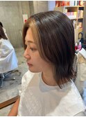 大人女子のかっこいい ウルフ×前髪カラー