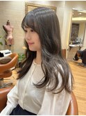 ブルージュ 明るめグレージュブリーチなしカラー ロングレイヤー