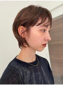 原宿ブリーチなしダブルカラーピンクベージュミディアムボブ20代