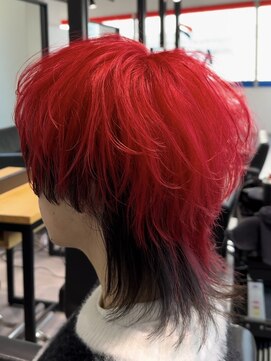 オーシャントーキョー 神戸(OCEAN TOKYO KOBE) 赤黒無造作マッシュウルフ