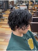 センターパート*ツイストスパイラルパーマ