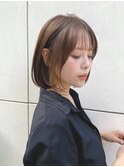 大人ボブインナーカラーアッシュグレージュ前髪丸顔K20251130