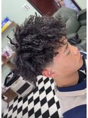 フェード＆カット＆針金パーマ+眉カット