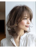 ハーツ(Heart's)&nbsp;ミディアムレイヤー×白髪ぼかしカラー30代40代50代60代