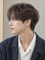 モト 船橋(moto)&nbsp;韓国メンズマッシュゆるめ波巻きパーマ艶髪ダークブラウン
