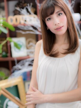 カバーヘア イヴ 戸頭店(COVER HAIR EVE) 斜めバング小顔ナチュラルストレートセミディa戸頭20代30代40代!