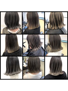 トルネード(TORNADO) 外国人風ハイライトバレイヤージュショートボブ グレージュ