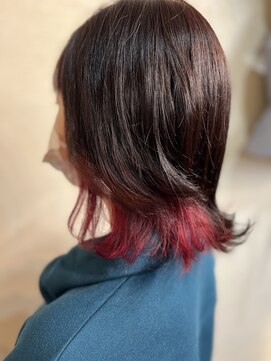 ケア 坂戸駅前店(Care) 個性派☆レッドイヤリングカラー♪ハイトーンカラー10代20代30代