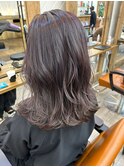 レイヤーロンググレーベージュラベンダーアッシュゆる巻ウェーブ