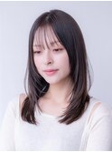 ミディアムレイヤー/大人可愛い/髪質改善/シースルーバング