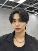熊本ニュアンスパーマ ナチュラルセンターパート コンマバング