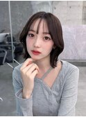 黒髪ボブルフネビージュ小顔ワンレン顔まわり韓国レイヤーカット
