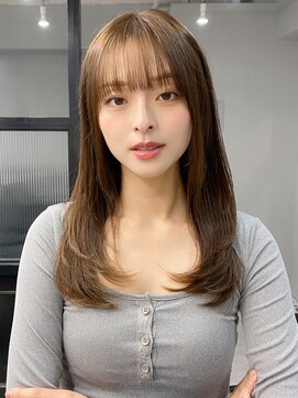 エトラ 渋谷店(etora) 小顔 前髪 レイヤーカット くびれヘア アプリコットオレンジ"