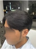 フェザーパーマ/グレーブルーカラー／刈り上げショートパンク