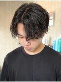 波巻きパーマ/波打ちパーマ/センターパート
