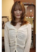 ケアブリーチミルクティーブラウン顔まわりレイヤーカット岡山