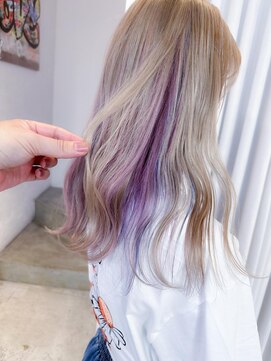 ボックスミコ(Box mico.) ミルクティーベージュ×パープルカラー≪インナーカラー≫