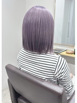 ユウル 横浜(juhl.) ケアブリーチ/ダブルカラー/切りっぱなし/パープルカラー