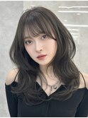 レイヤーカット ミディアム くびれヘア 縮毛矯正