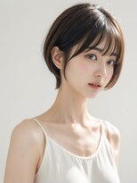 ムウ 難波(MOU)&nbsp;ショートボブボブルフ黒髪ネビージュ小顔ワンレン20代30代40代