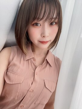 シェリー 仙台(Cherie) エンドカラー韓国風切りっぱなし小顔ボブマロンベージュ