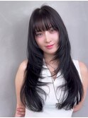 ロングウルフレイヤー韓国ヘア顔周りレイヤー_ba555961