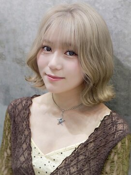 オルズ 渋谷(ALLZ) 巻けるニュアンスくびれボブ/ホワイトミルクティーベージュ