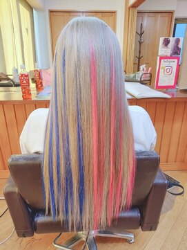 エクステンション クーチャー(Extention Cu'cha) エクステ120g 青×ショッキングピンクメッシュ