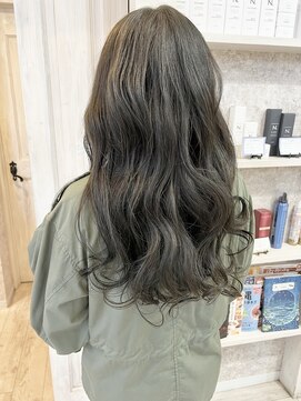 キャアリー(Caary) 福山市美容室Caaryブリーチ無しダークグレージュ オリーブカラー