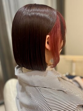 フリップビーアヴェダ(FLIP B AVEDA) イヤリングカラー×ミディアムボブ×本八幡×ケアブリーチ