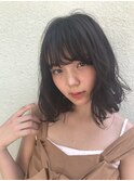 ＼無造作ミディアムウェーブ／デザインパーマ×似合わせカット