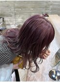 ラベンダーカラーボルドー暖色カラーブリーチダブルカラー赤髪