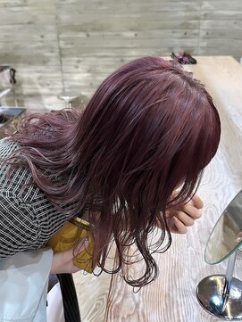 ヲタク(wotaku.) ラベンダーカラーボルドー暖色カラーブリーチダブルカラー赤髪