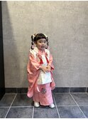3歳/女の子/七五三リボンツインテール
