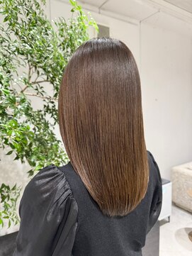 サルファ ヘアデザイン 名古屋 丸の内(S.ALPHA HAIR DESIGN) 縮毛矯正ストレートパーマグレージュミルクティーベージュボブ