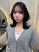 ホワイトグレージュミニウルフチェリーブラウンデジタルパーマ