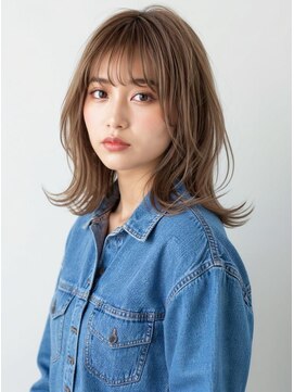 縁(ENISHI) 輪郭補正効果◎シースルーバング外ハネミディ