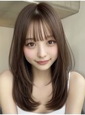 ミディアムレイヤー赤み消しカラー10代20代ヘア小顔カット