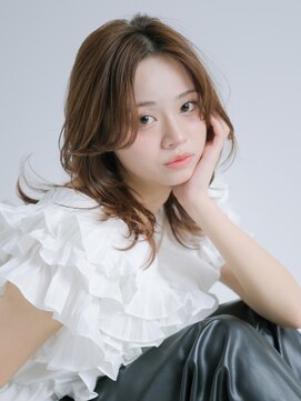 インデックスヘアー 錦糸町店(in'dex hair) ミディアムレイヤー顔周りレイヤーココアブラウン韓国ヘア