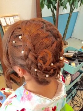 ロカット サロン(Roquat Salon) 浴衣編み込みアップアレンジ　【ヘアセット　立川　浴衣】