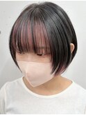 ★顔まわりレイヤー_ショートボブ_ピンクインナーカラー★