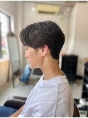 【soy-kufu】MEN'S HAIRアッシュブラックショートマッシュパーマ