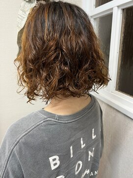 ポルト(porto produced by teatro hair salon) ボブパーマ　オレンジブラウン