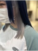 ブリーチ2回~デザインカラーインナーカラーシルバー×ブルー池袋