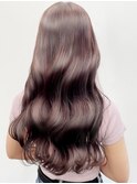 ブリーチなし!艶感ピンクベージュ小顔ルーズくびれミディ
