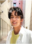 艶センターパートスペインカールブルーブラック韓国マッシュ